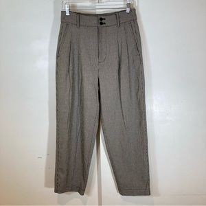 Madewell Pleated Taper Wide-Leg Pants in Mini Houndstooth